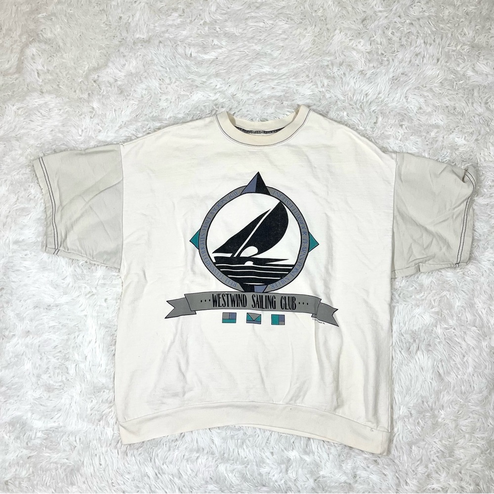 Vintage 90s Sweater Material‎ Crew Neck Tee size L
sailing club